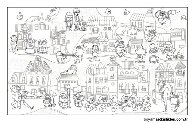 Minyonlar ve diğer çizgi filmlerden karakterler.