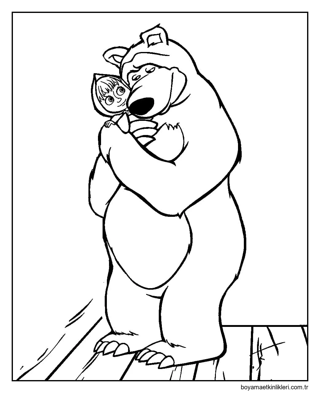 Ayı Maşa'ya sarılıyor