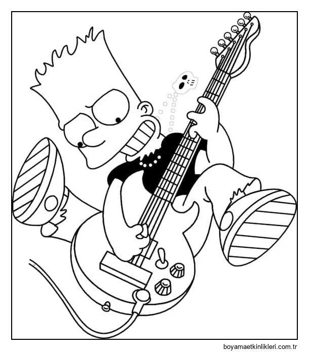 Bart Simpson'ın Gitar Çaldığını Çiz