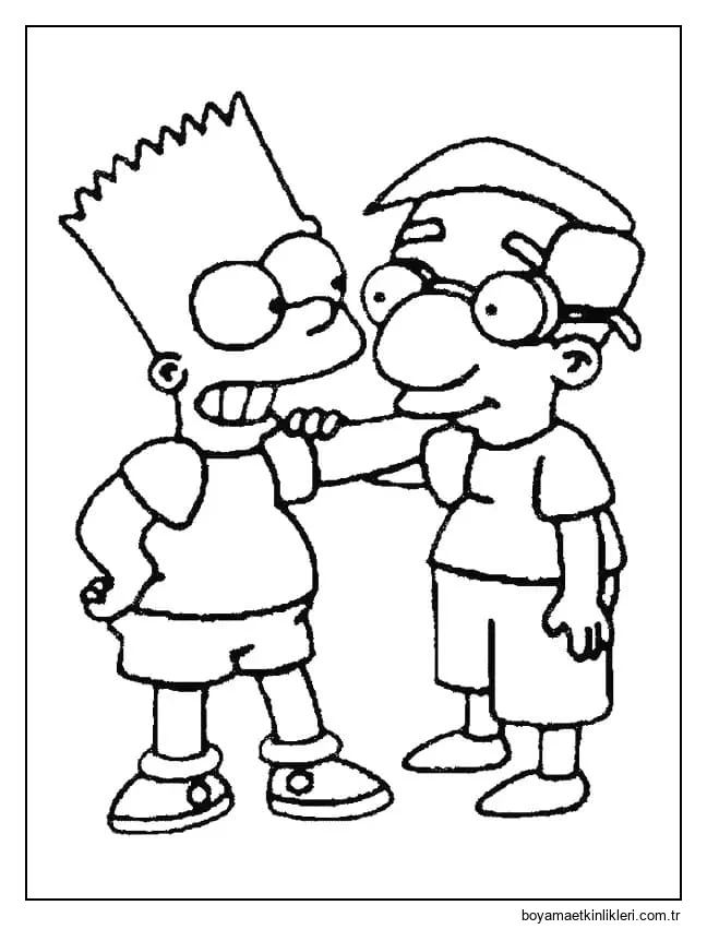 Bart Simpson ve Milhouse Van Houten'ı çizin