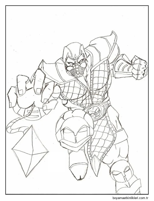 Çizmek Mortal Kombat Scorpion Ücretsiz