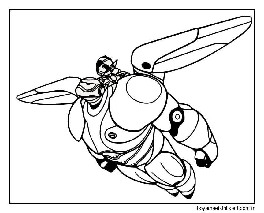 Hiro Baymax Ile Uçuyor Boyama