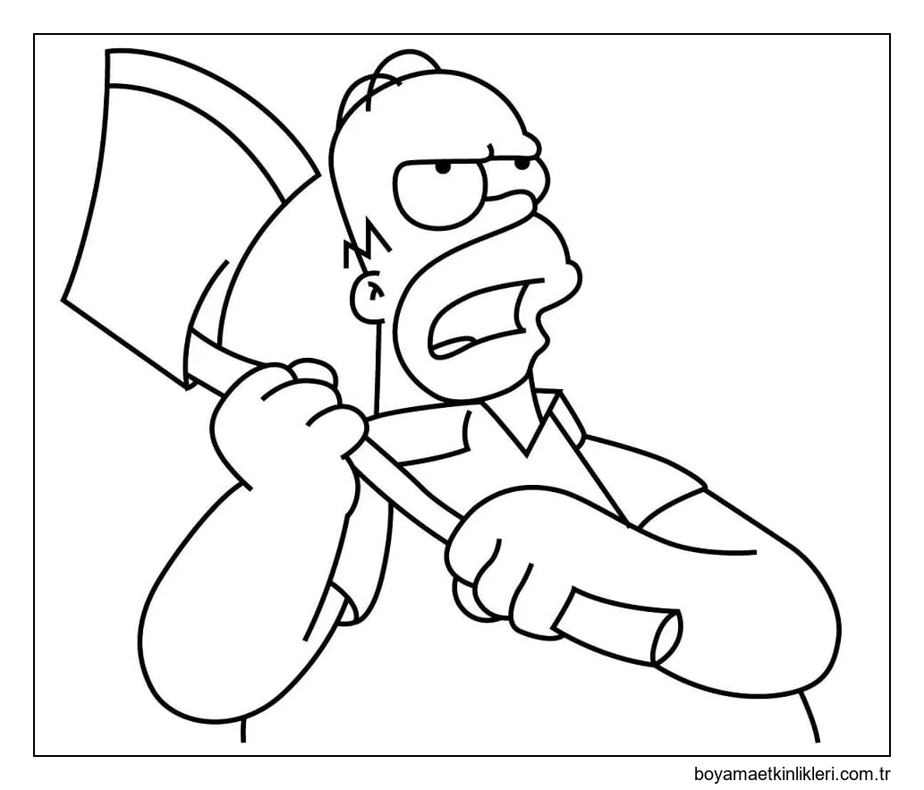 Homer Simpson'ın Balta Tuttuğunu Çiz