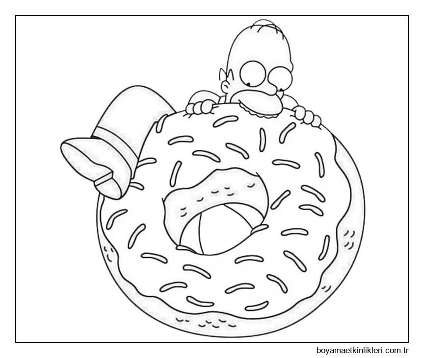 Homer Simpson ve Dev Donut'ı çizin