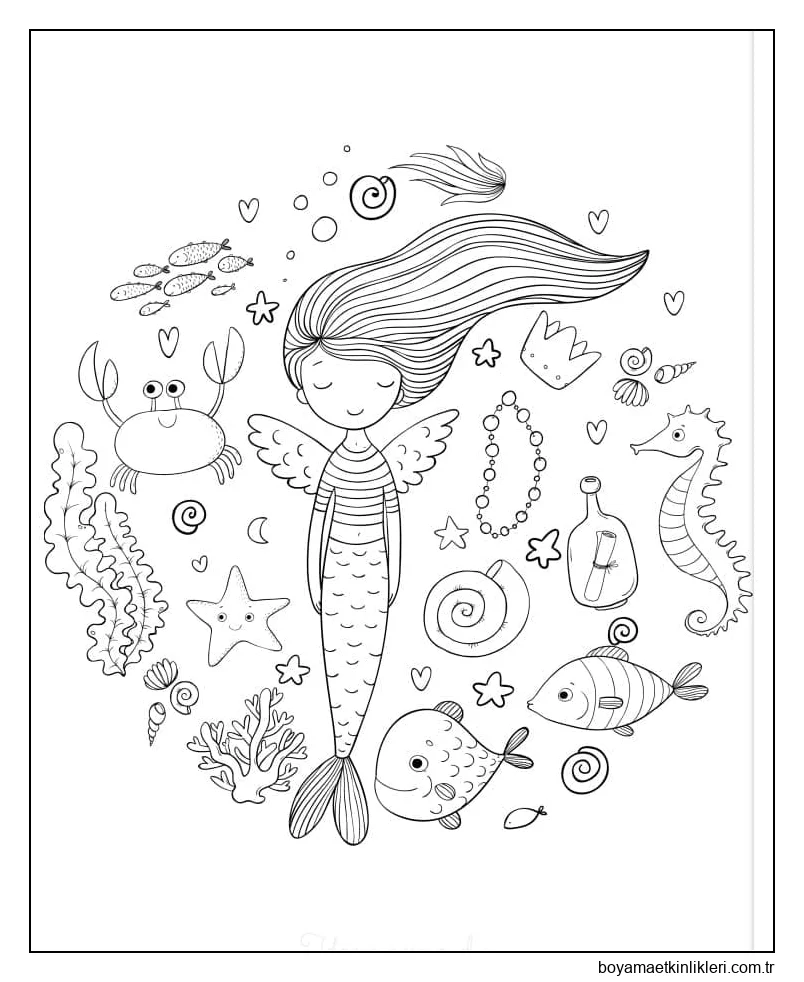 Sevimli Deniz Kızı ve Deniz Hayvanları