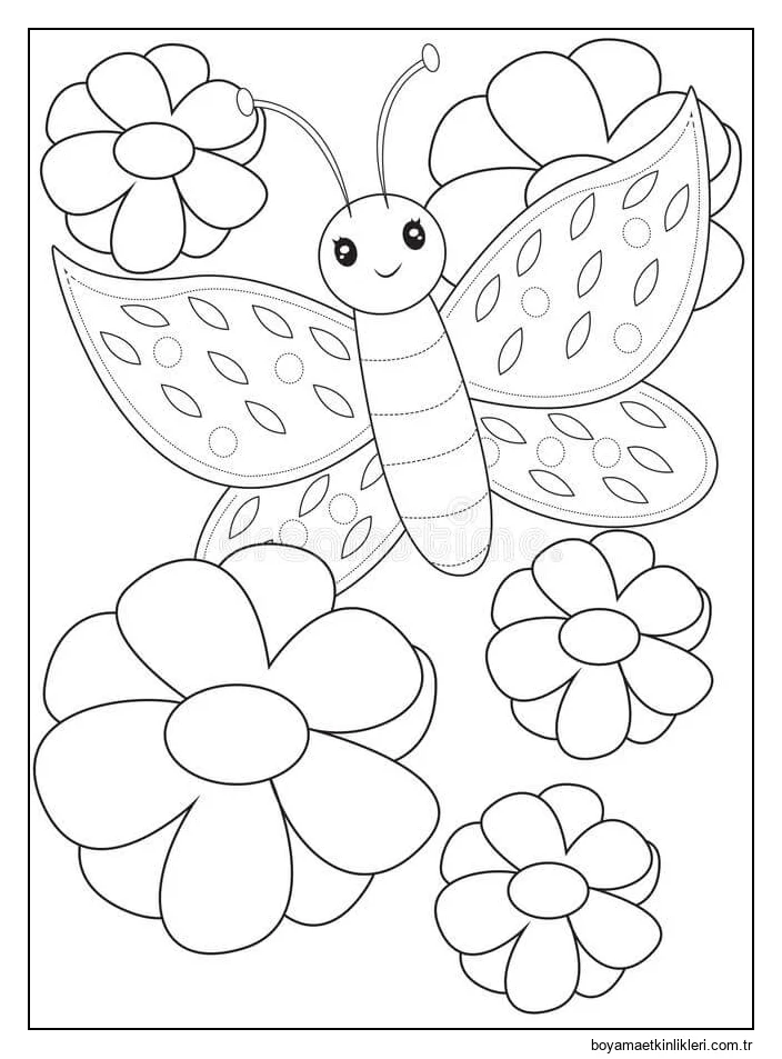 Sevimli Kelebek ve Çiçekler