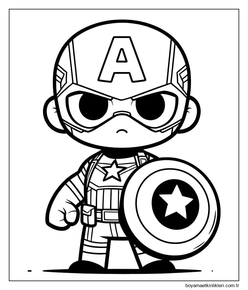 Yazdırılabilir Chibi Kaptan Amerika