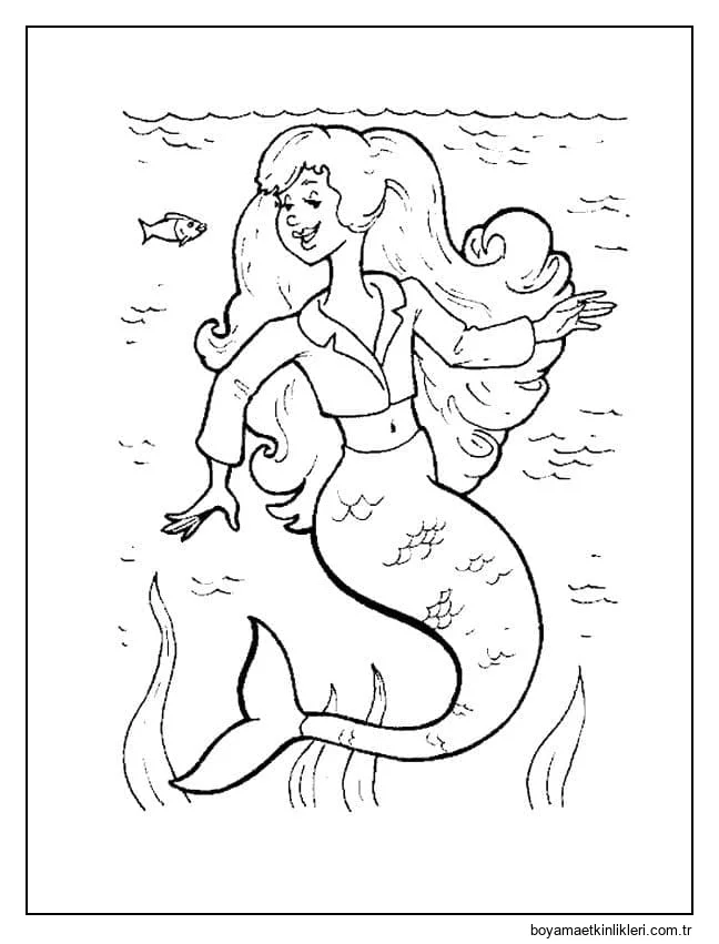 Yazdırılabilir Sevimli Deniz Kızı ücretsiz