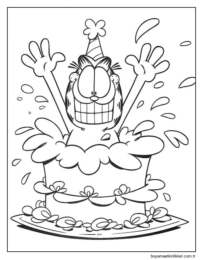 Bir pastada Garfield.