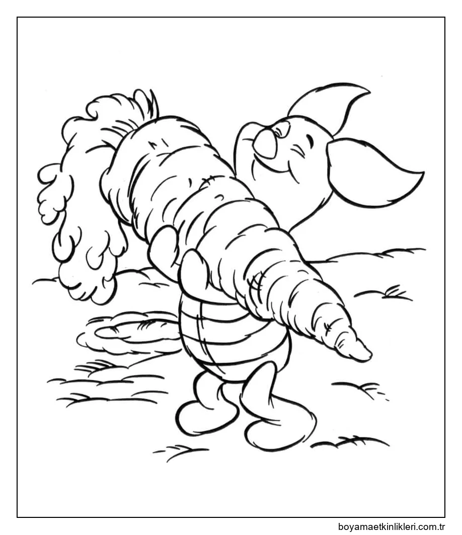 Büyük Havuç Tutan Domuz Yavrusu