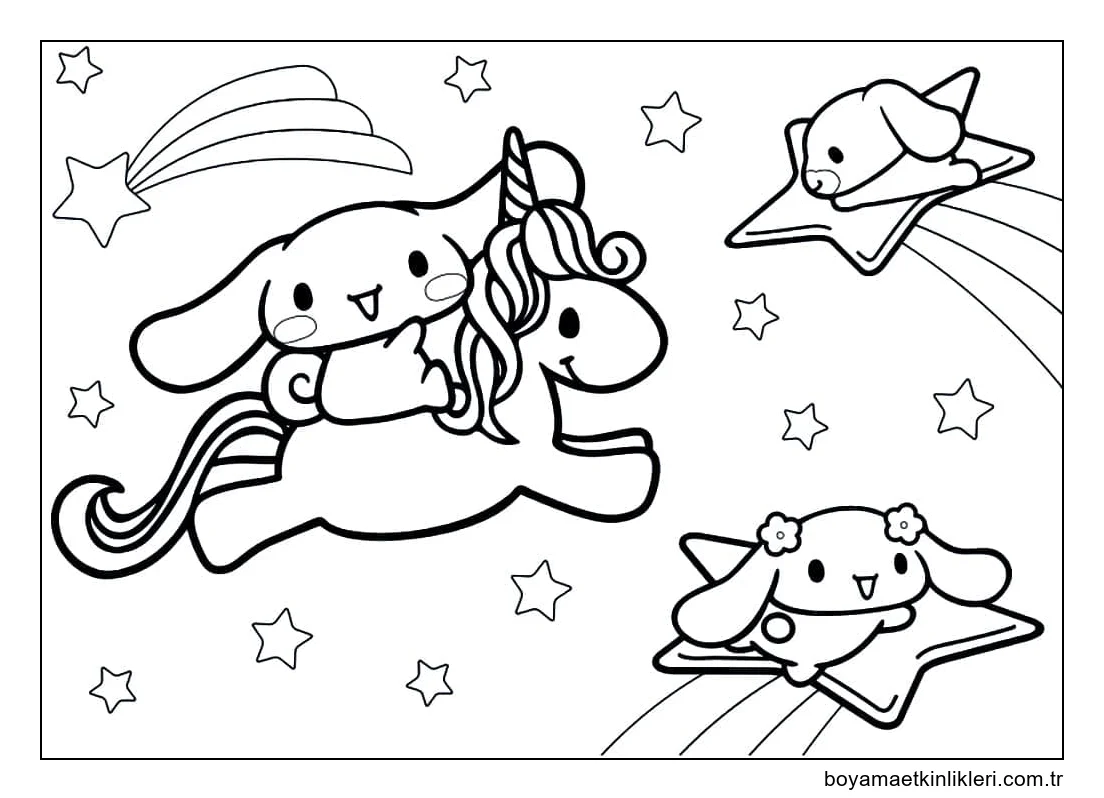 Cinnamoroll ve Unicorn'ları çizin