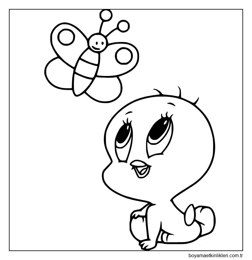 Çizmek Tweety Kuş ve kelebek