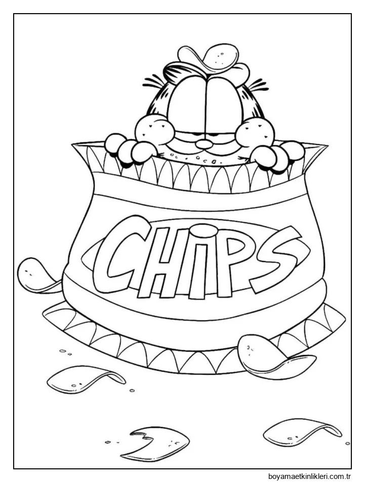 Garfield cips yiyor.