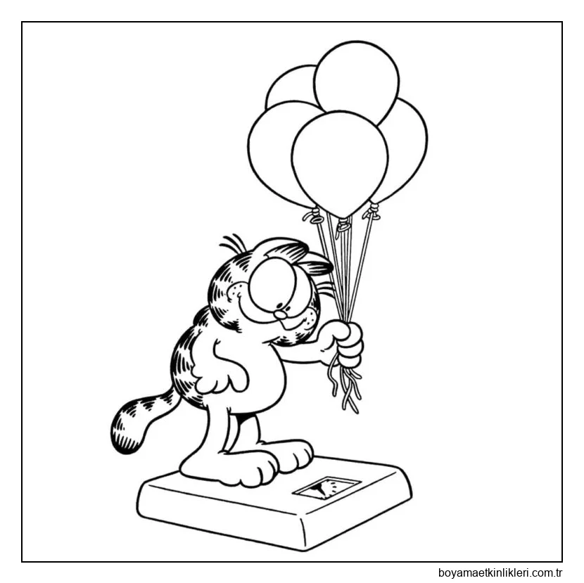 Garfield kilosunu ölçüyor
