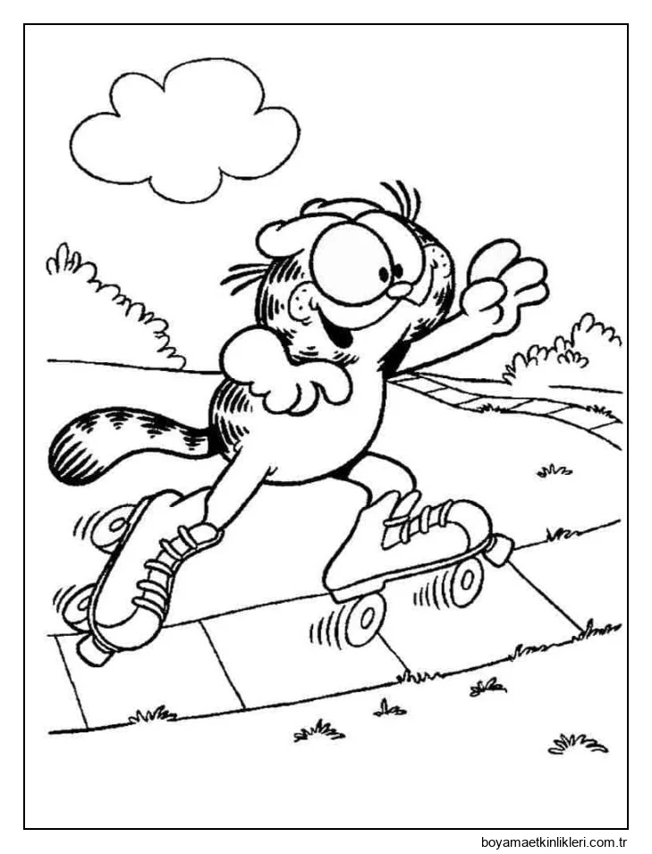 Garfield paten kayıyor.