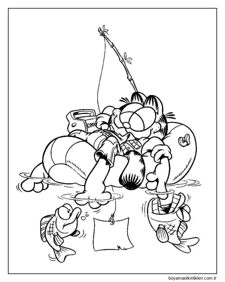 Garfield şişirilebilir bir ringde rahatlıyor