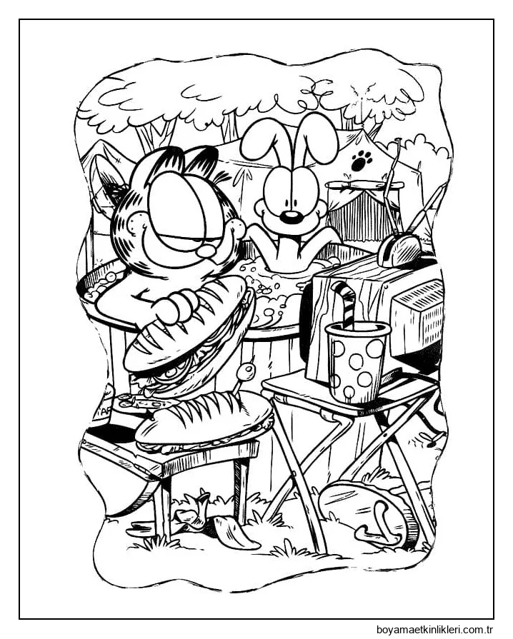 Garfield ve Odie dinleniyor.