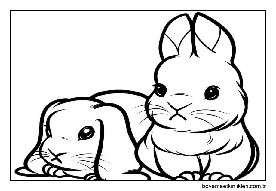 İki Tavşan çizim