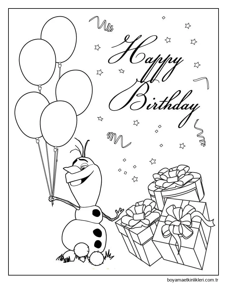 Olaf Doğum Günün Kutlu Olsun Balonlar tutan
