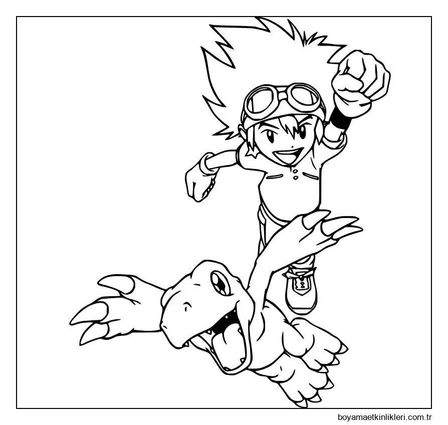 Taichi ve Agumon'u çiz