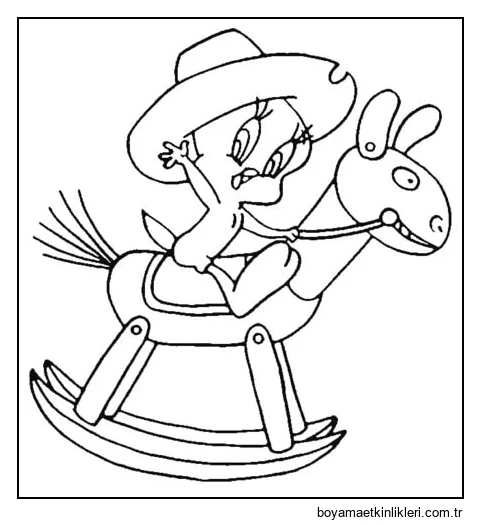 Tweety Ahşap Sallanan Atla Oynarken