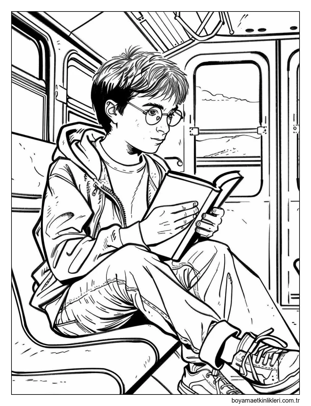 Harry Potter kitap okurken çizin