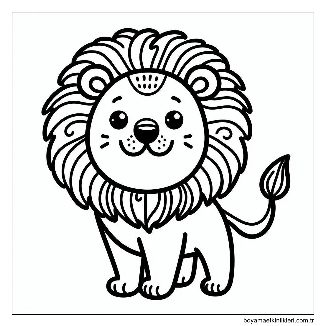 Yazdırmak için çok sevimli aslan çizimi