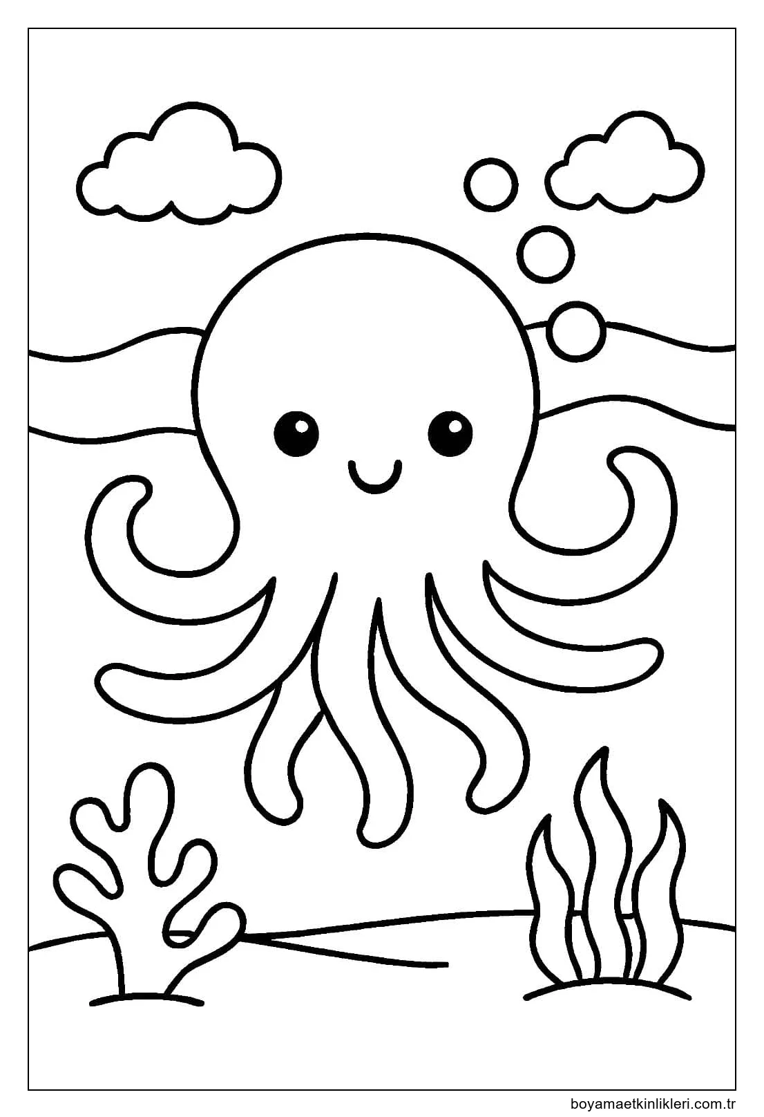 Ahtapot çocuklar için ücretsiz yazdırılabilir