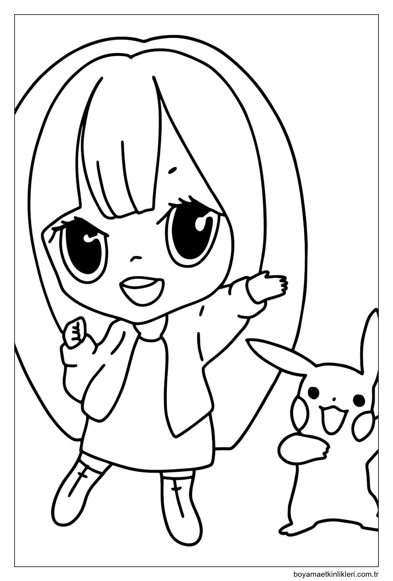 Anime Kız ve Pikachu Kawaii