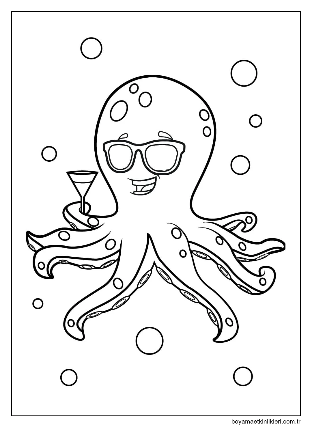 Bir Kadeh şarap Tutan Serin Ahtapot