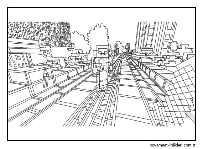 Birinci şahıs bakış açısından gösterilen Minecraft dünyası