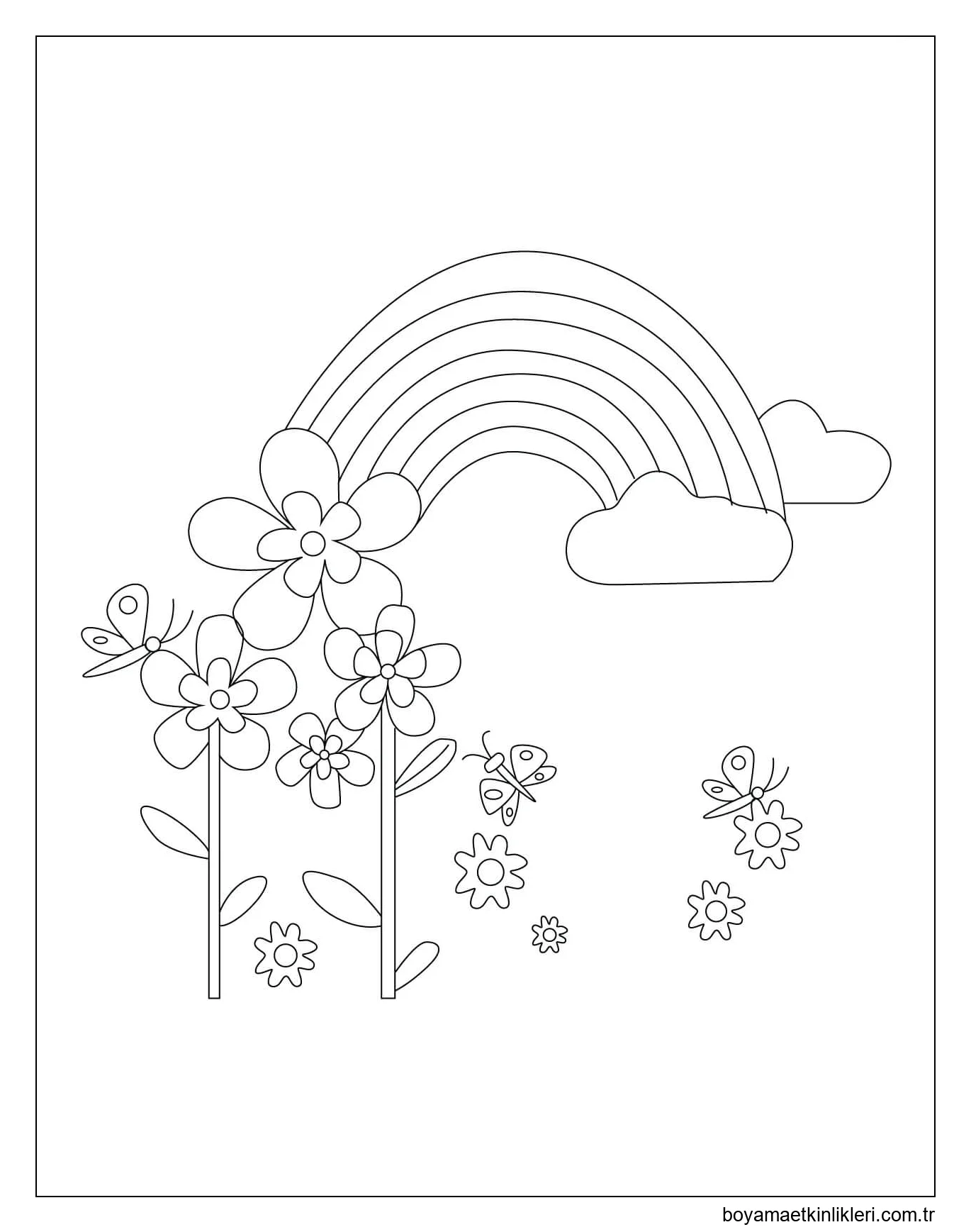 Çiçekler ve Gökkuşağı ile Kelebekler