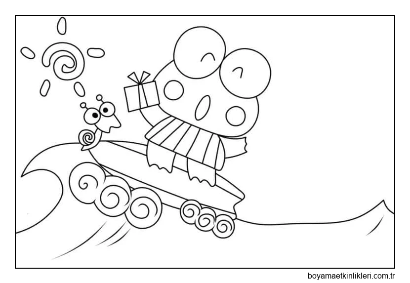 Çocuklar için Keroppi'yi ücretsiz çizin