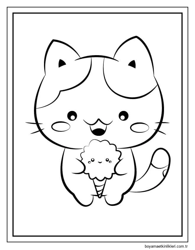 Dondurma Tutan Kawaii Yavru Kedi