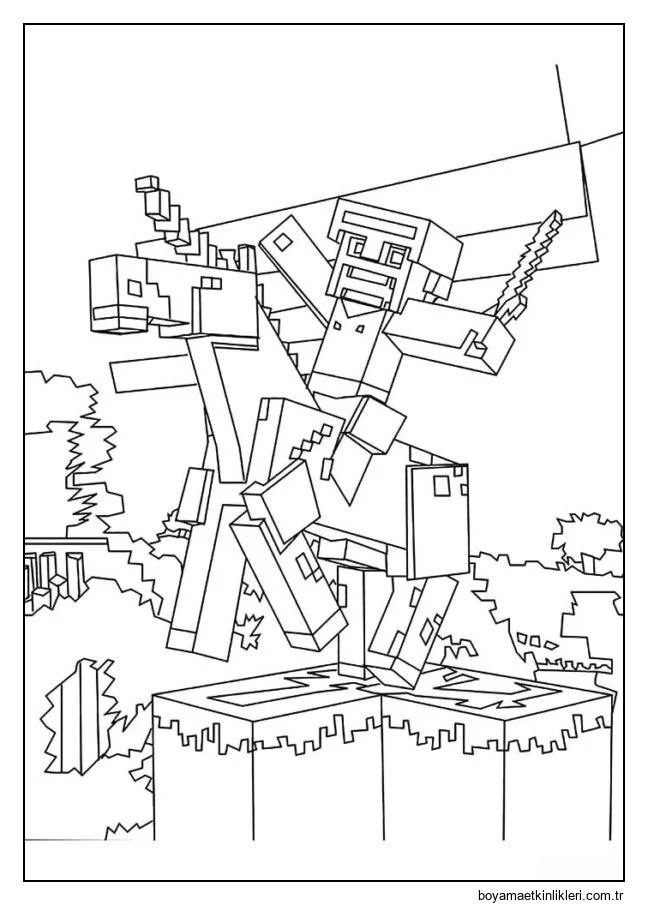 Elinde kılıcı olan iyi gelişmiş bir karakter dağın tepesinde ata biniyor