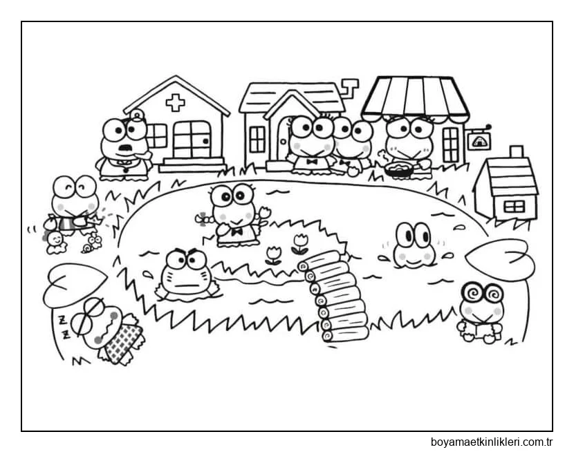 Keroppi Çizimi Yazdırılabilir