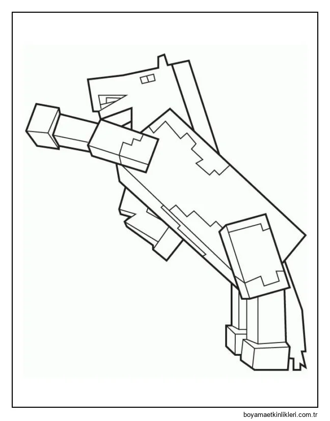 Minecraft dünyasından bir at arka ayakları üzerinde duruyor