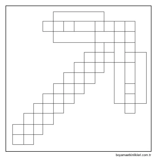 Minecraft'ta bir kazma böyle görünüyor. Yazdırın, renklendirin ve sürüngen kıyametine karşı duvara asın