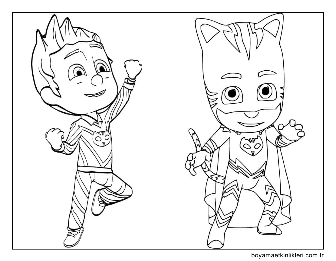 Mutlu kedi çocuk pijamaskeliler giyiyor