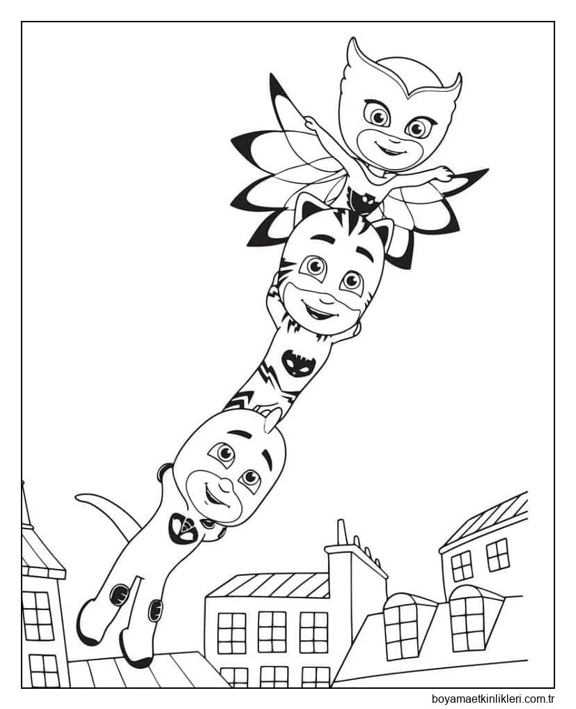 Pijama maskeleri dikey sıralar halinde uçuyor