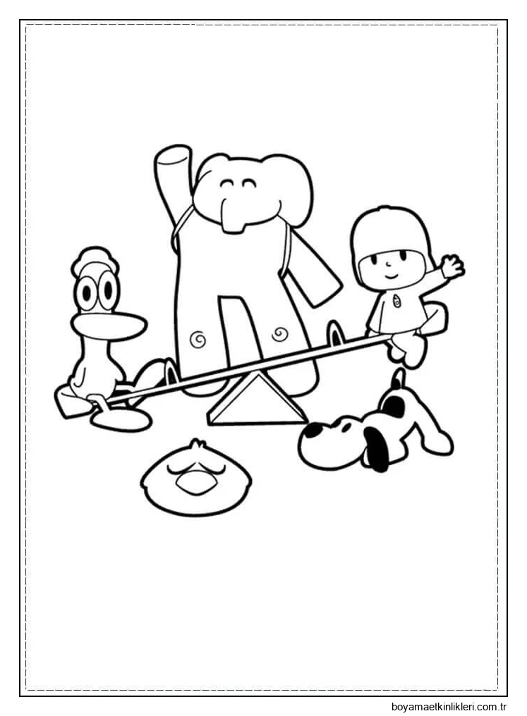Pocoyo ve Tahterevalli Oynayan Arkadaşlar