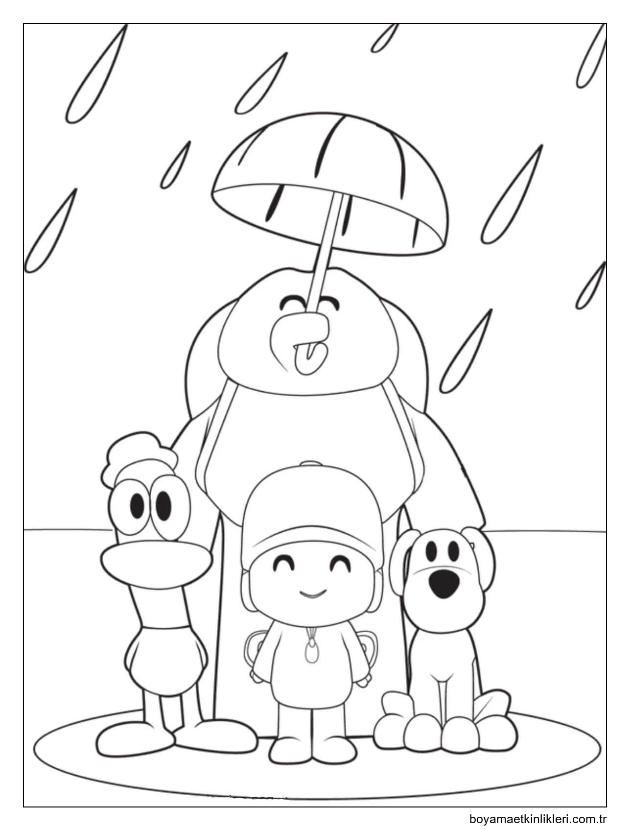 Pocoyo ve Yağmurda Duran Arkadaşlar