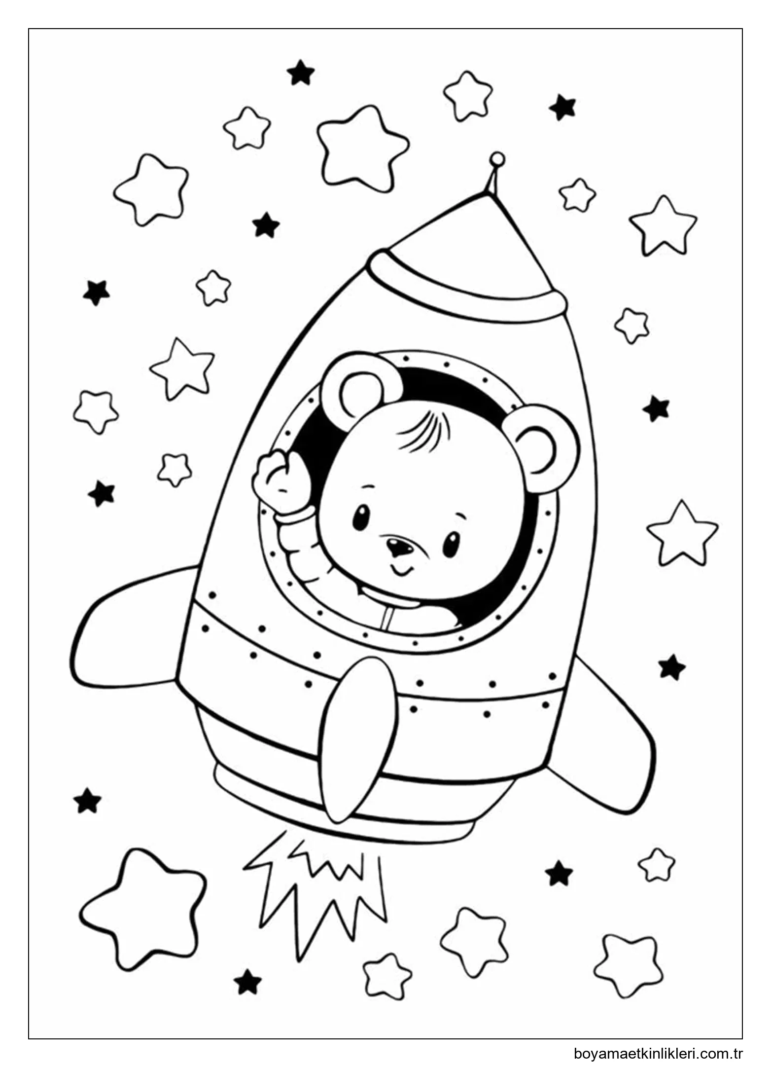 Roket üzerinde Kawaii Ayı