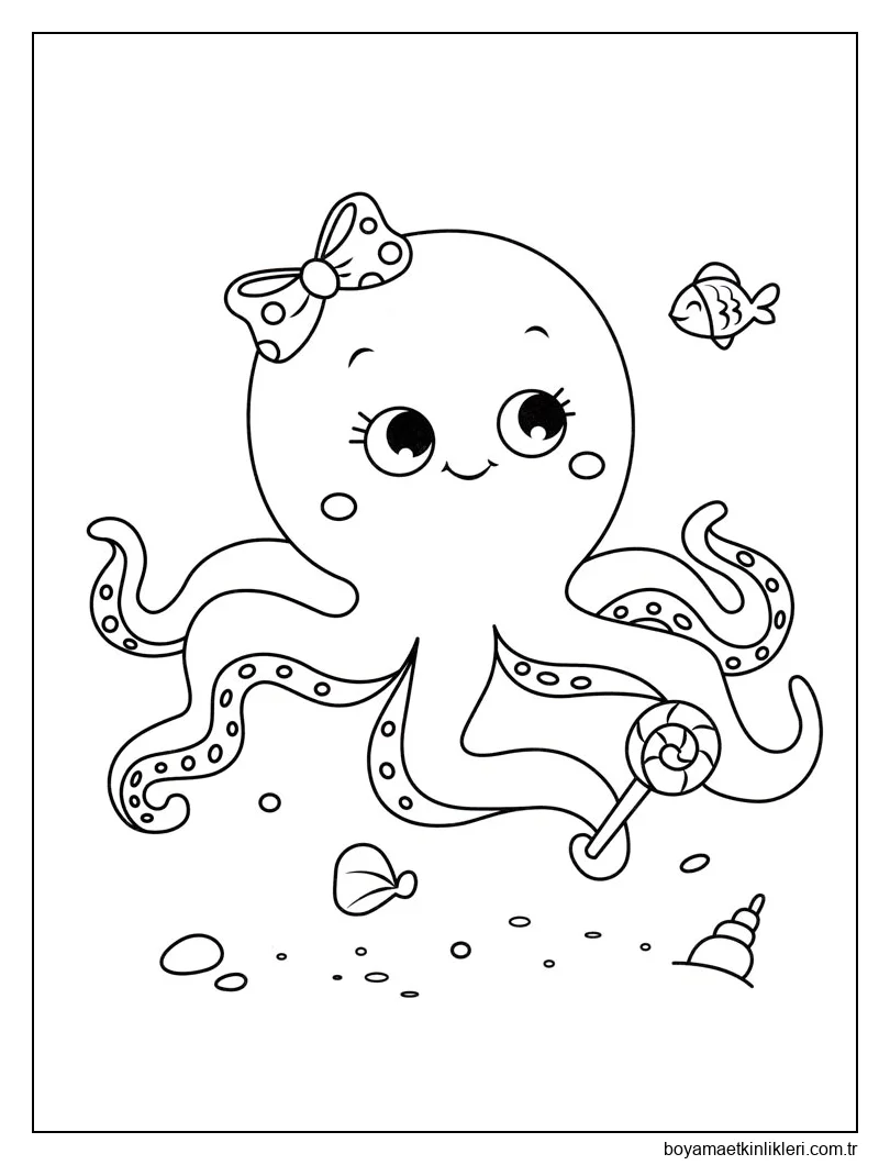 Şeker Tutan şirin Ahtapot