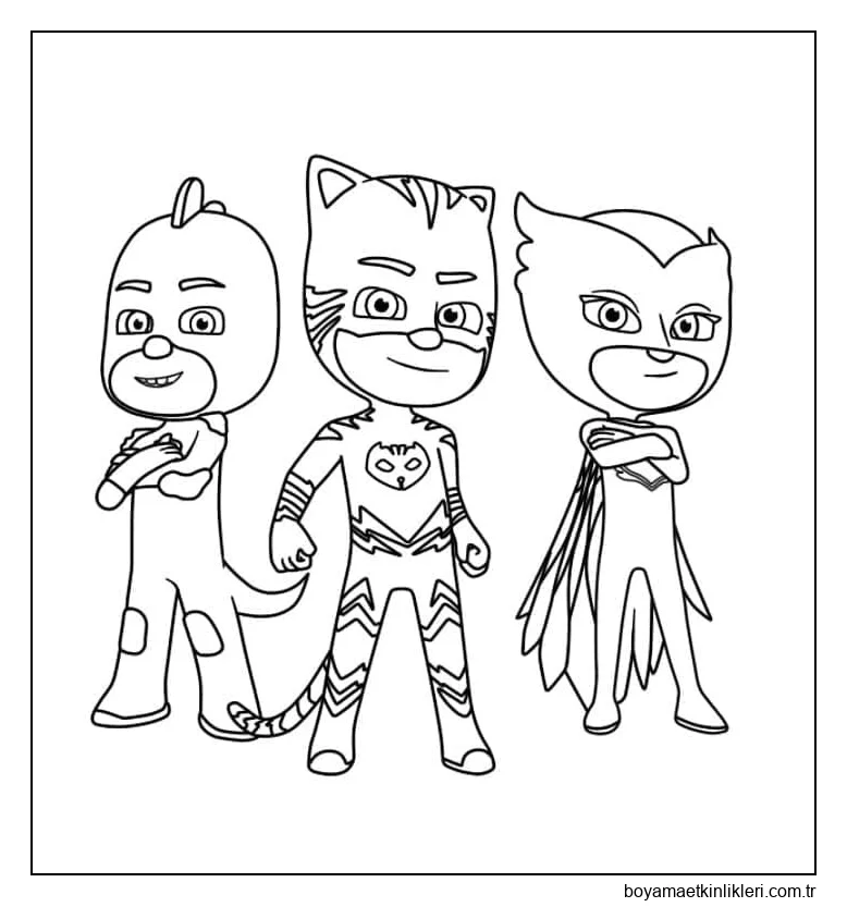 Üç erkek Pijamaskeliler giyiyor