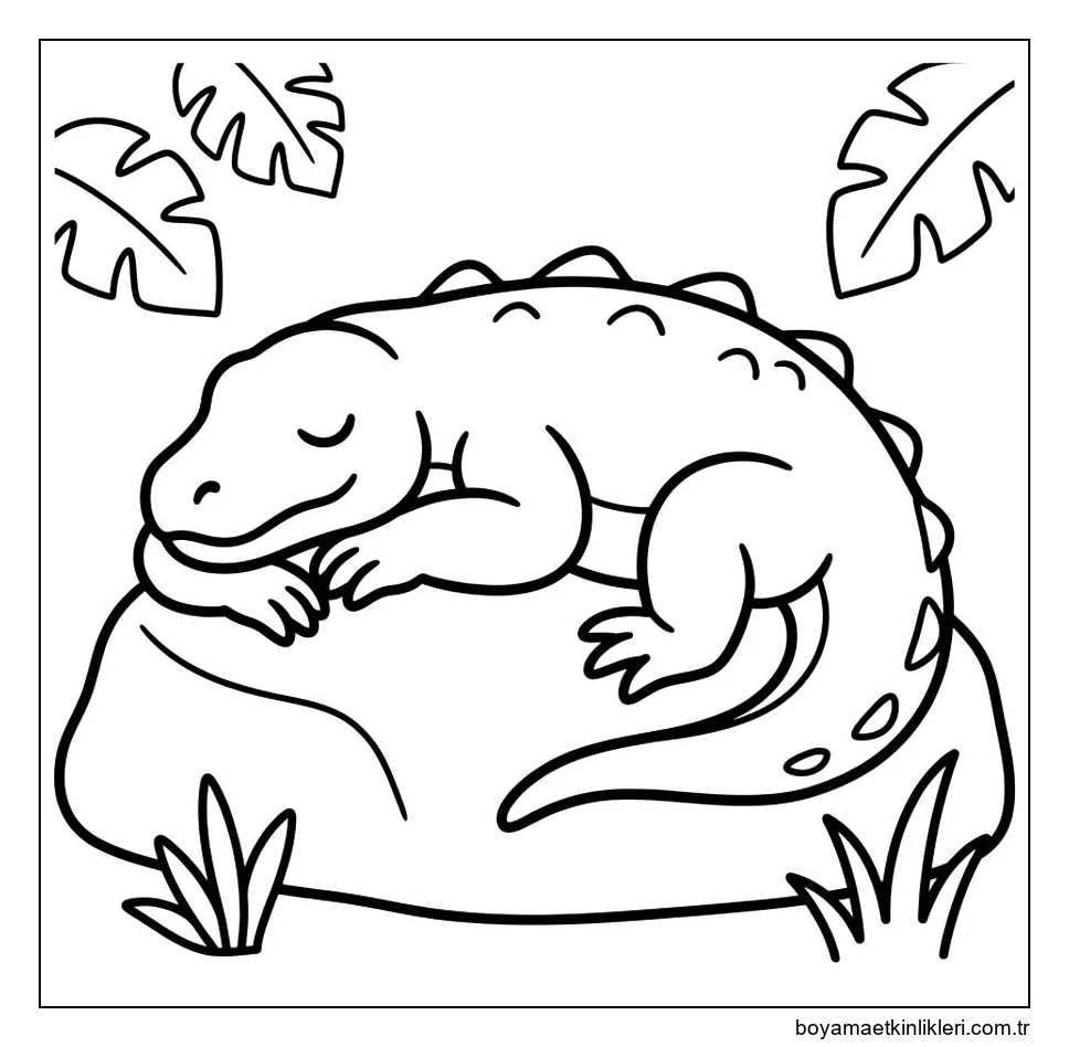 Ücretsiz Yazdırılabilir Komodo Ejderi Çizim