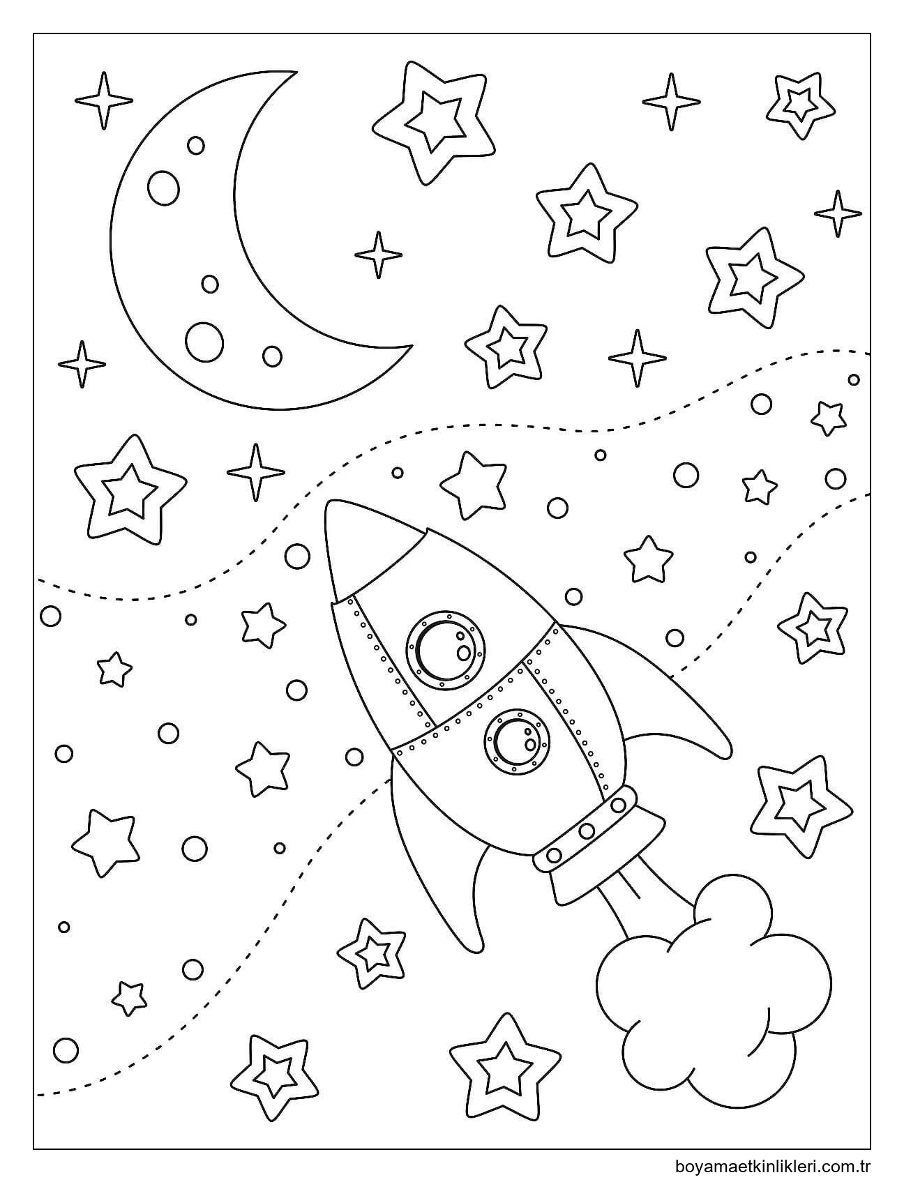 Uzay Gemisi ve Uzayda Yıldızlar