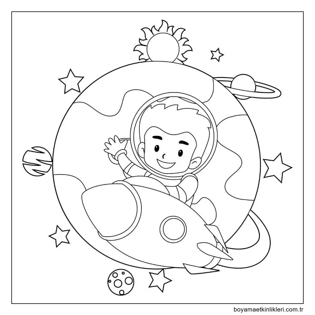 Uzayda Eğlenceli Adam Astronot